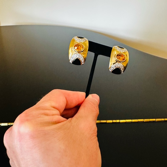 VOGUE BIJOUX VINTAGE RETRO ICONIC COUTURE LUXURY AUTHENTIC RUNWAY GLAM EARRINGS - Picture 10 of 17